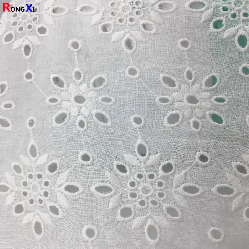 RXF0584 Hot Selling wholesale cheap Cotton embroidery sheer Fabric for cloth