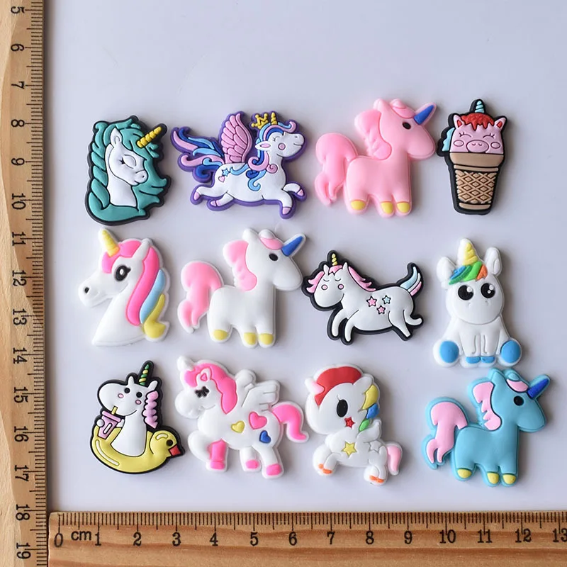 New Season Unicorn Shoe Buckle Charms for Crocses PVC Soft Rubber Shoe Ornament Decoration Removable Garden Shoe Ornament