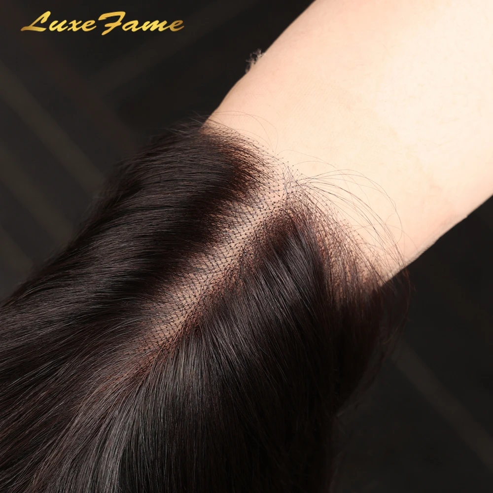 Human Hair Bundles With Closure Set ,Swiss Thin Hair Bundles With Lace Closure13x4 13x6,Invisible Film Hd Lace Frontal Closure