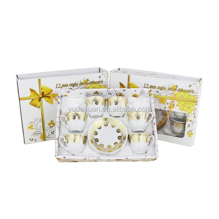small gift promotion custom china bone turkish arabic coffee cups porcelain set of 12 pieces