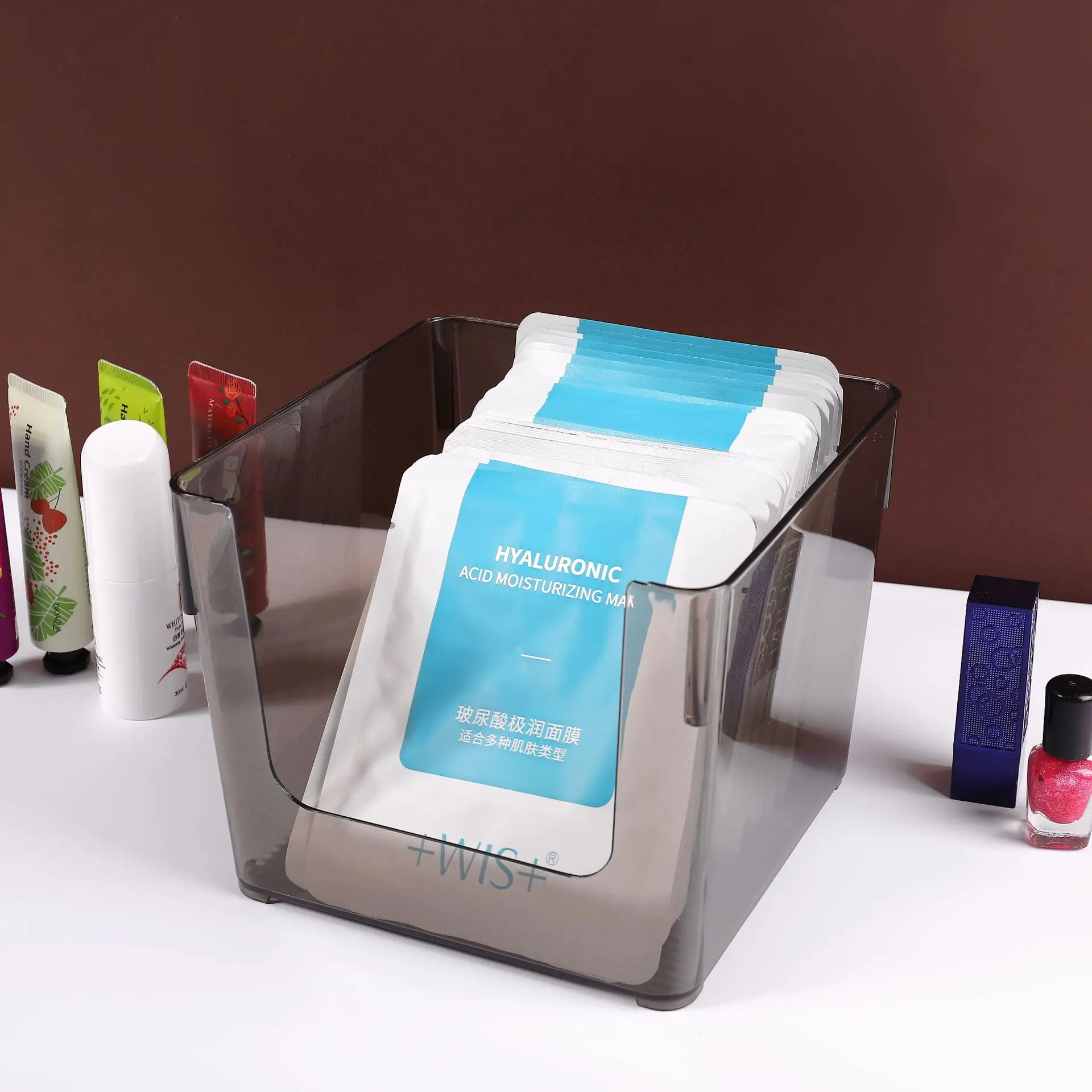 Amazon Hot Selling Custom Plastic 3 Sizes Clear Desktop Book Storage box for Home