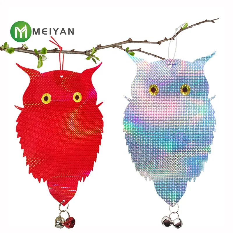Home And Garden Plastic Hanging Reflective Scarer Ornamental Decorative Wind Spinner Owl Decoy Anti Bird Owl