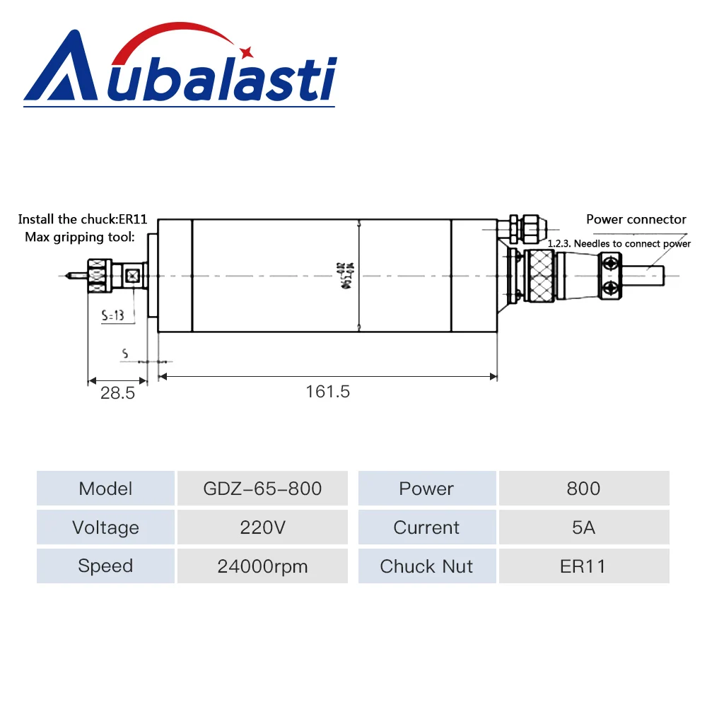  Aubalasti 800 Вт двигатель быстроходного шпинделя фасонно-фрезерного станка с ЧПУ 220V 5A водяного охлаждения GDZ-65-800 ER11 24000 об/мин для станок по