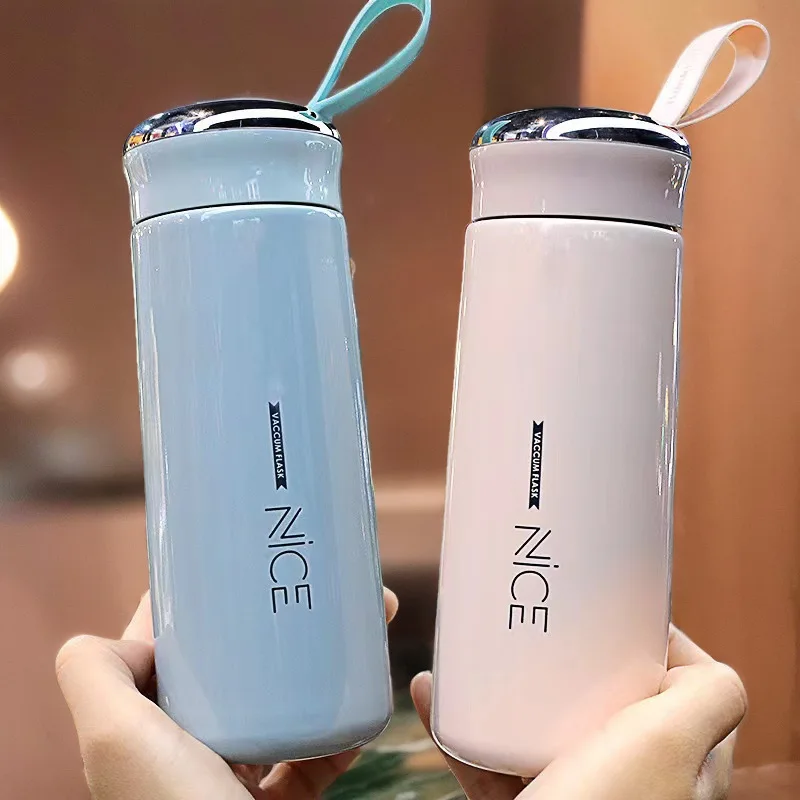 BPA free Double Wall  400ml Glass Water Bottle With Portable Rope blue glass water bottle wholesale