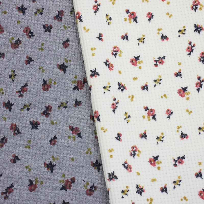Custom Print On Cotton Waffle Knit Fabric