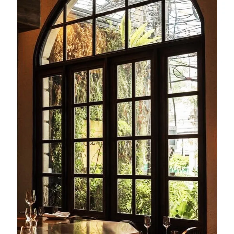 Handmade Retro Style French Design Glass Casement Windows Modern Swing Open Style Tempered Glass Bedroom Villas Houses Offices