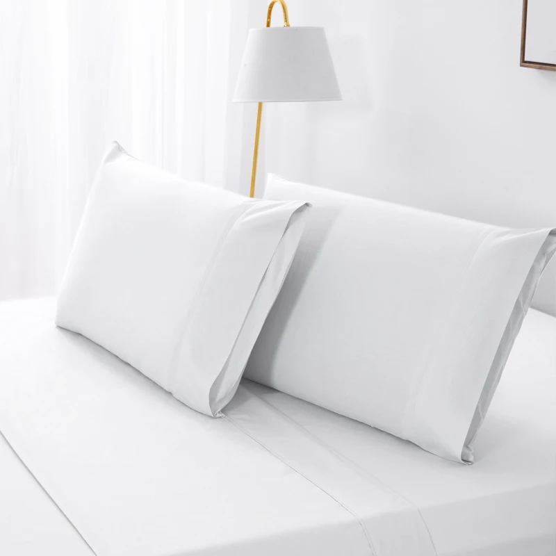 Custom 100% Cotton European Style Luxury Hotel Bedding White 4-Piece Flat Sheet Set Sizes King Twin Super King Plain Style Home