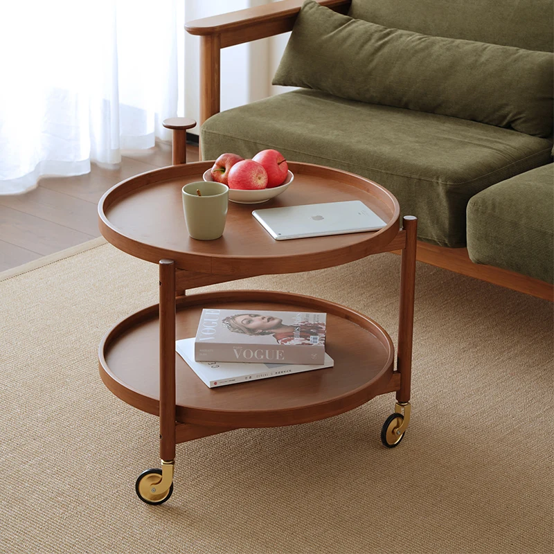 AiLiKEA PLANT HOT SALE OEM&ODM CUSTOMIZED Modern Tea Coffee Side Table Living Room Round Wheeled Movable Sliding Side Table