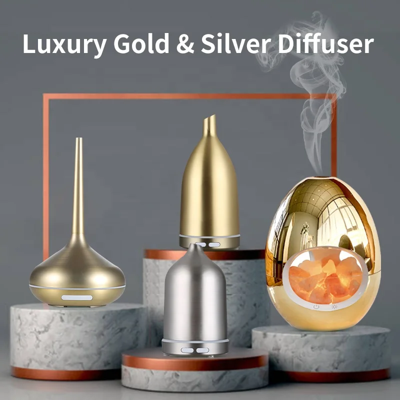 Unique ultrasonic ce gs rohs white marble himalayan salt lamp aromatherapy essential oil scent diffuser humidifier