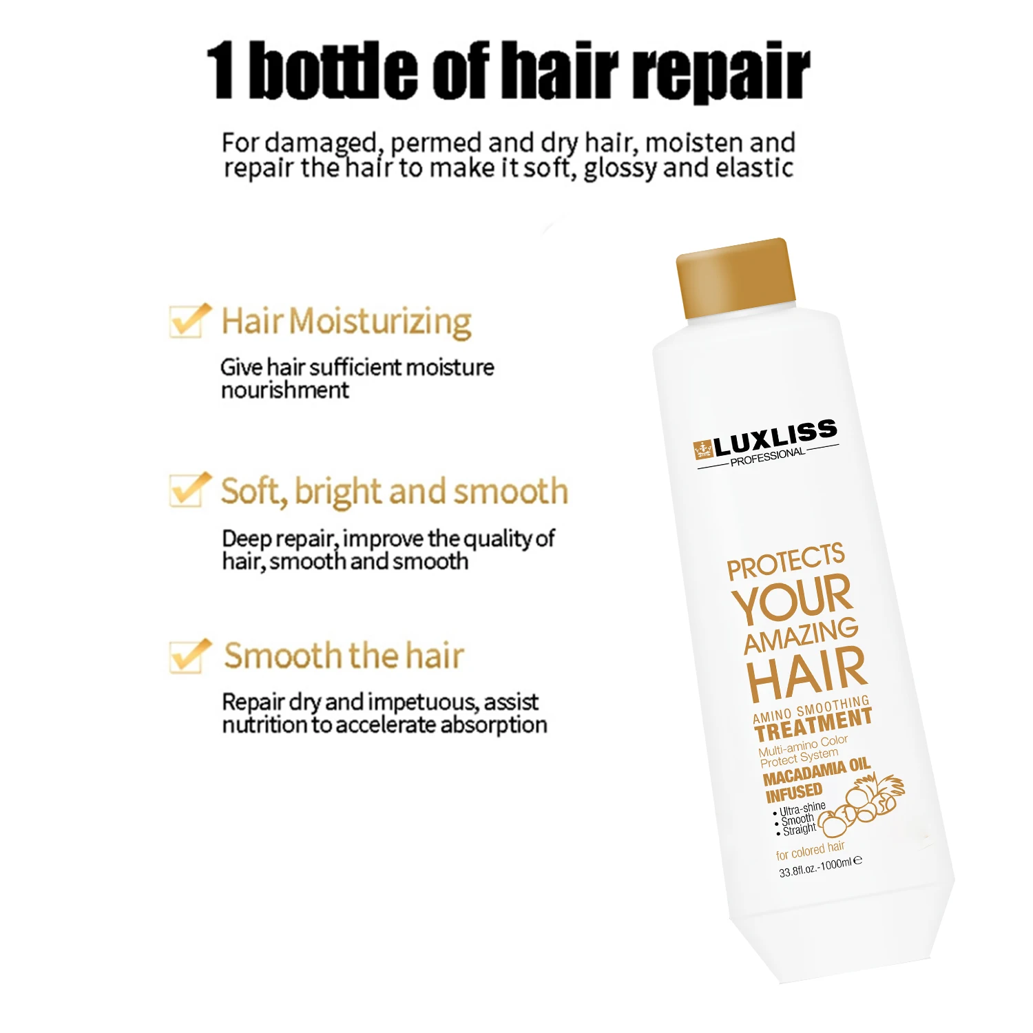 LUXLISS Keratin smoothing treatment argan oil infused 0% formaldehyde for all hair type salon professional treatment  anti frizz