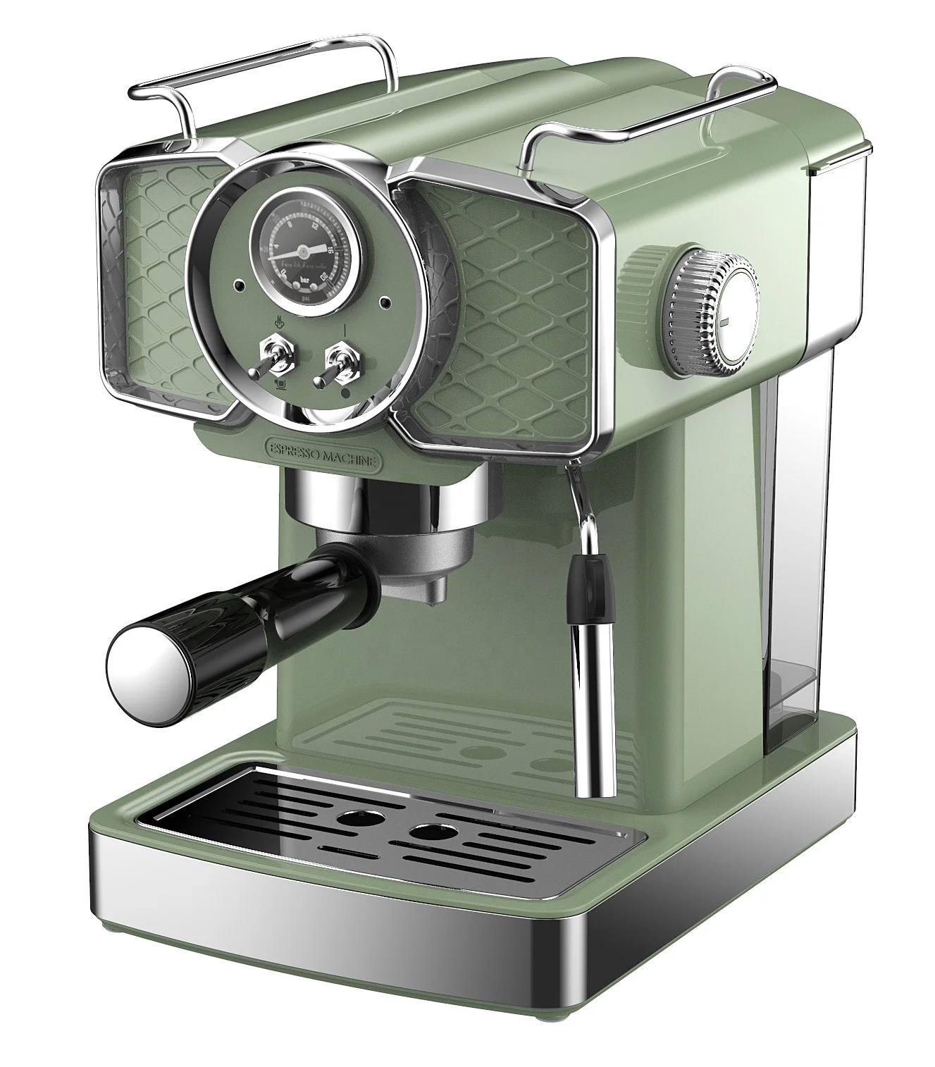 Espresso Coffee Machine with Classic Switch Control, Pressure Gauge