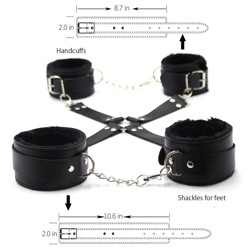 10PCS Fetish Kits Bed Restraints Bondage Plush Leather Sexy Flirting Alternative Toys Tied BDSM Japanese Bondage Suit Adult Sex