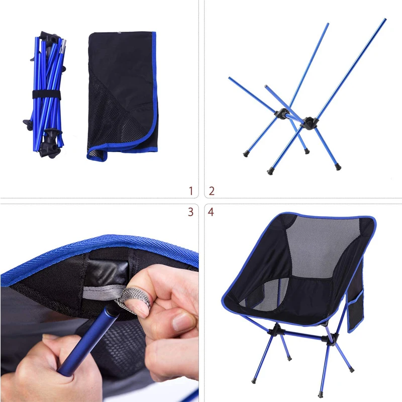 Custom logo Outdoor Portable Lightweight Pocket Fishing Chair Folding Camping Chair