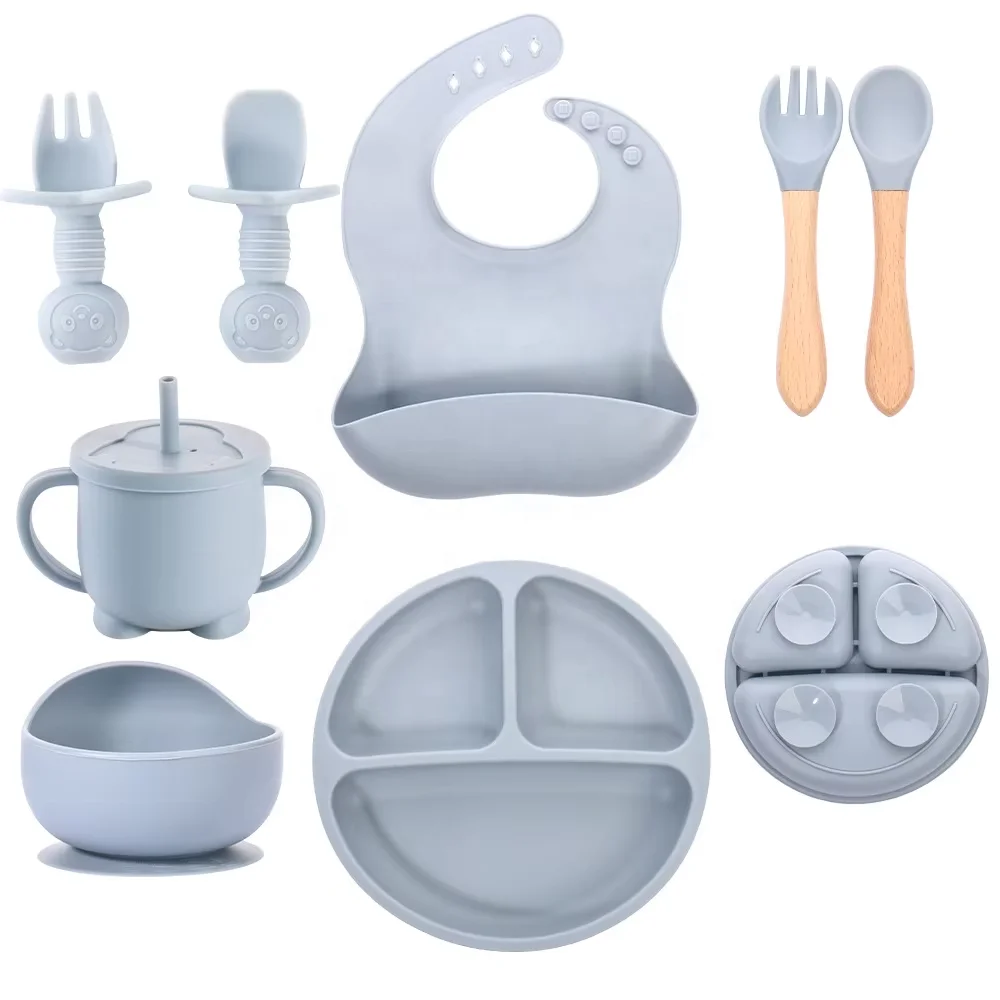 BPA-Free Silicone Suction Plate Baby Dining Set Waterproof Factory Custom On-Time Delivery Food Grade Feeding Set