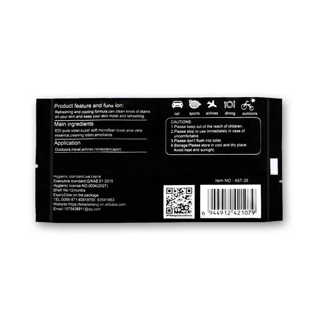 Factory OEM Hotsale 100% cotton refreshing towel wet wipes with OEM design