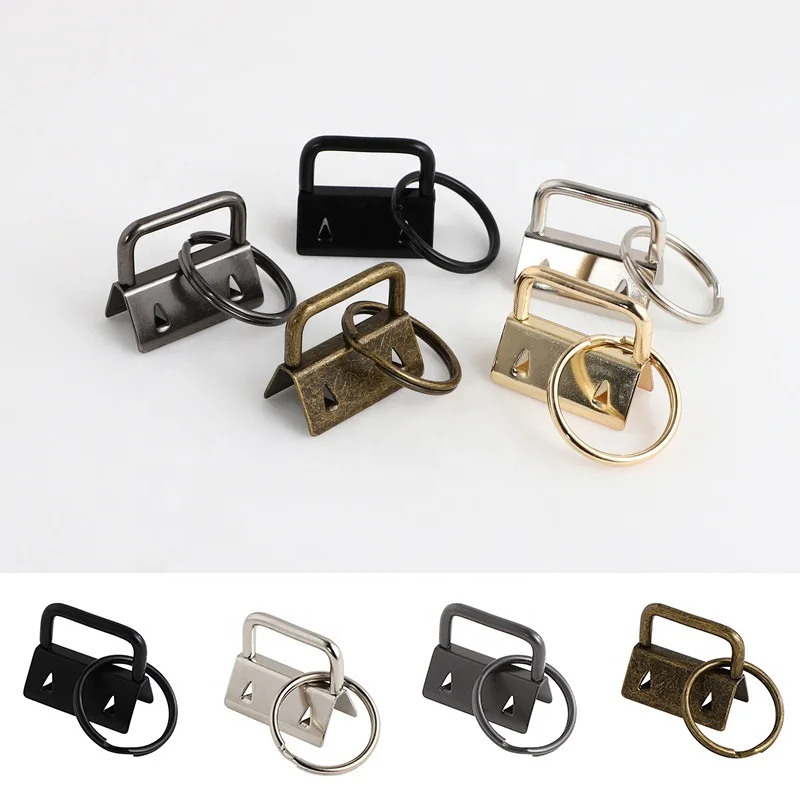 Key Fob Hardware Rainbow Color Vacuum Plating keychain Split Ring For Wrist Wristlets Cotton Tail Clip Webbing