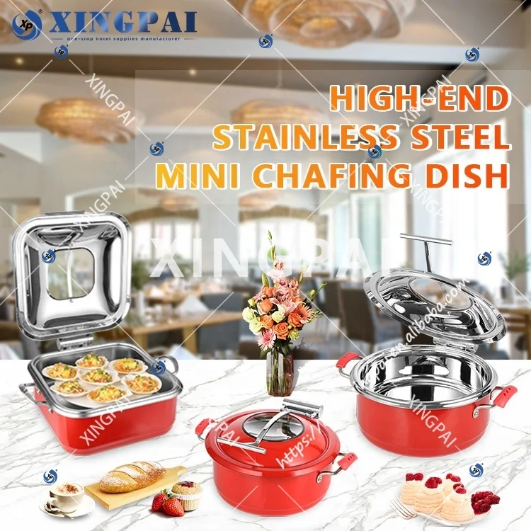 XINGPAI hotel & restaurant supplies colorful chafing dish round stainless steel soup chafing dish for sale