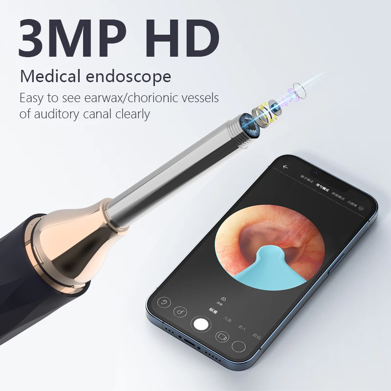 Ear Wash Cleaning Endoscope Wax Removal WIFI Ear Cleaner Stick Visual Video Camera Otoscope Visual Earpick Cleaning With Camera