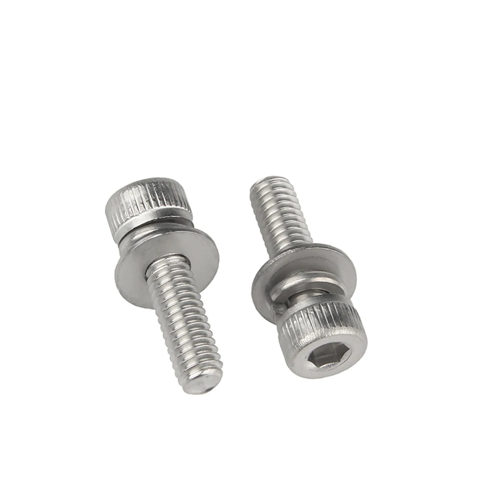 Fasteners Knurled Cheese Head Allen Screws with Spring and Flat Washer Combination Screw