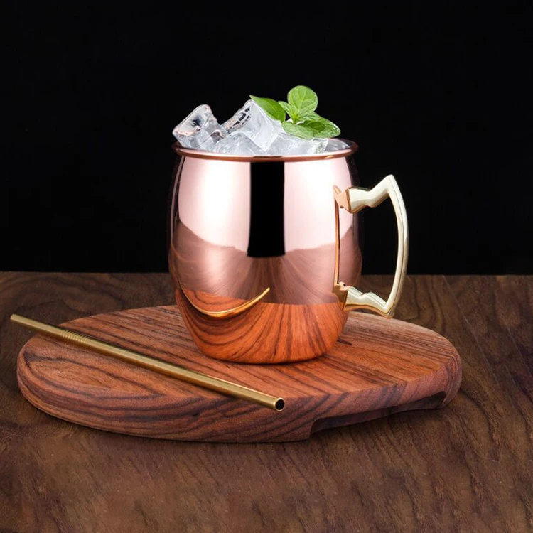 Custom Cocktail 304 Stainless Steel Creative 500ml Cooper Hammered Coffee Cups Moscow Mule Mugs Sets