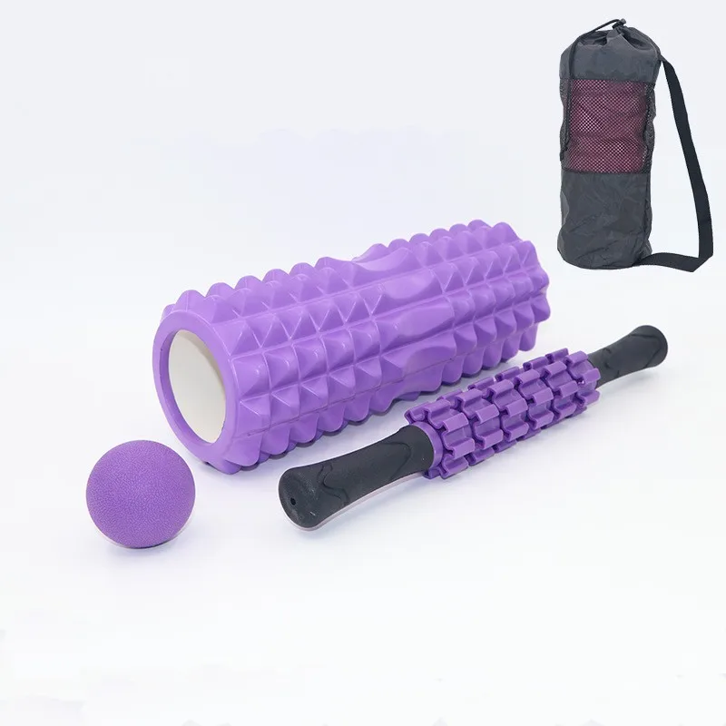 Hot sale 4 Pcs Set Crescent Moon-shaped Yoga Pillar Massage Stick Fascia Ball Set Hollow Foam Shaft Pilates Yoga Shaft