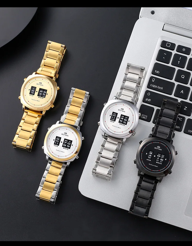BESTWIN 953  New Brand Luxury Fashion Roller Movement business Waterproof Quartz Watches Digital  men watch