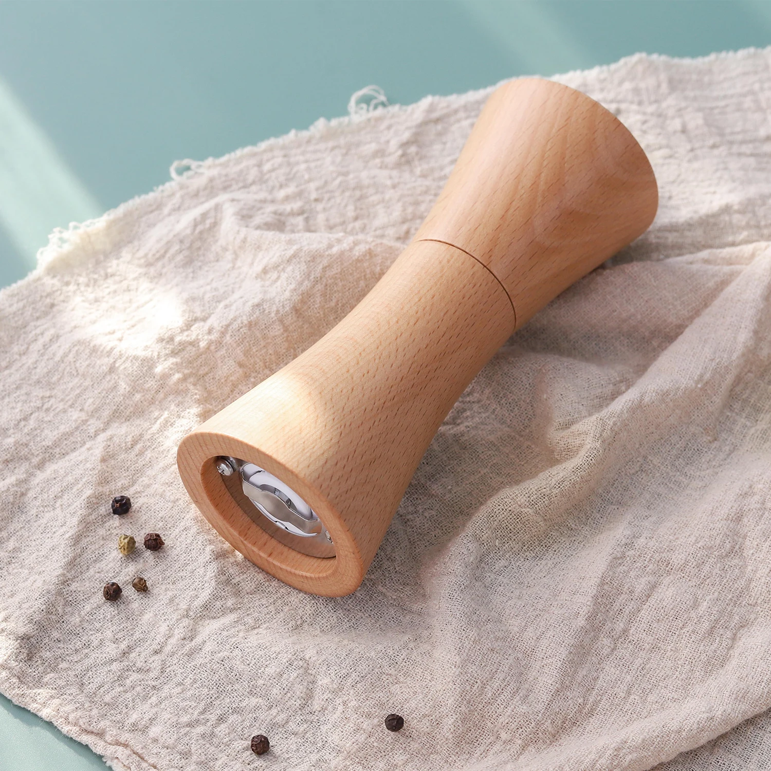 Kitchen Gadgets Home Desktop Decoration Adjustable Beech Wood Salt and Pepper Grinder