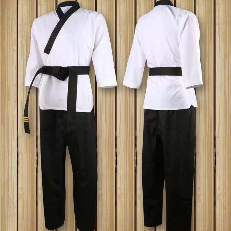 Dobok Taekwondo Uniform Black Pants Tkd Poomsae Black Belt Taekwondo Uniformes Wtf