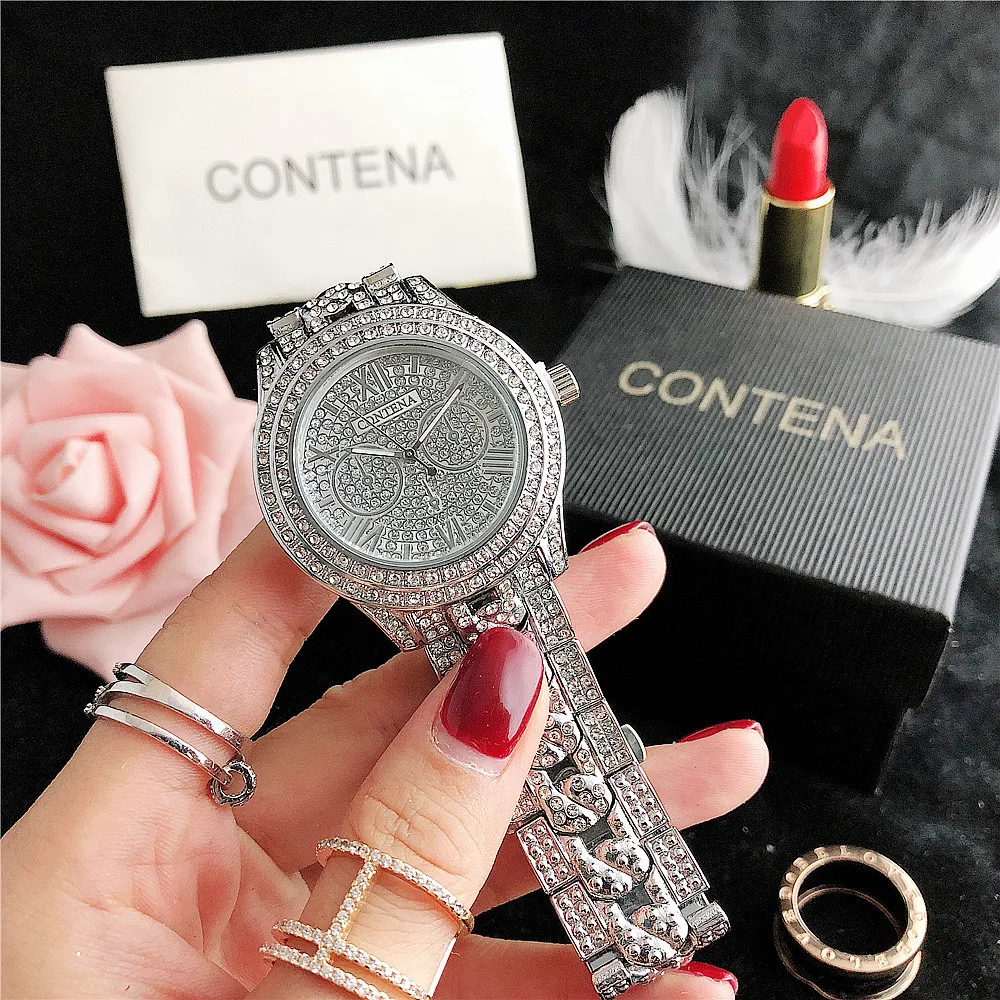 High Quality Western Style Iced Out Waterproof Watch Paved Zirconia Stones Trendy Hiphop Punk Large Dial Watch Gold Unisex