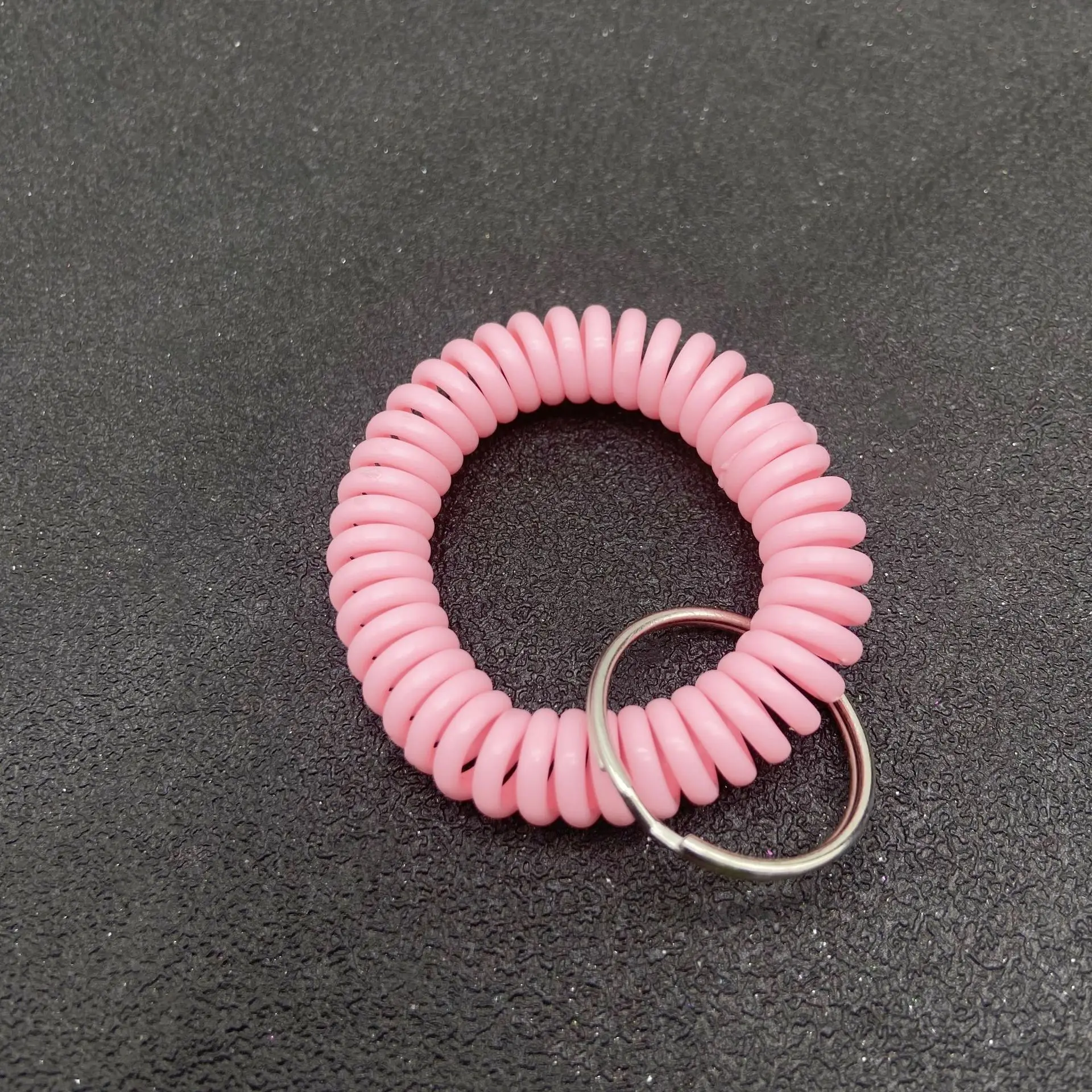 colorful wrist keychain bracelet spiral wrist coil key chain stretchable spiral bracelet key ring