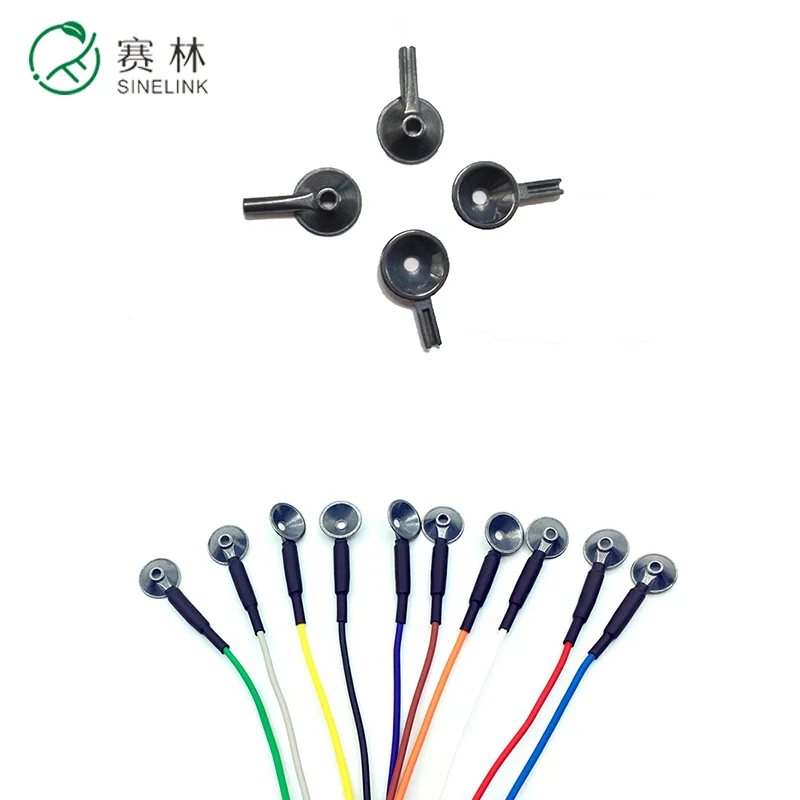 
EEG medical equipment electrode Children and adult cup silver chloride plated copper eeg cup electrode cable 