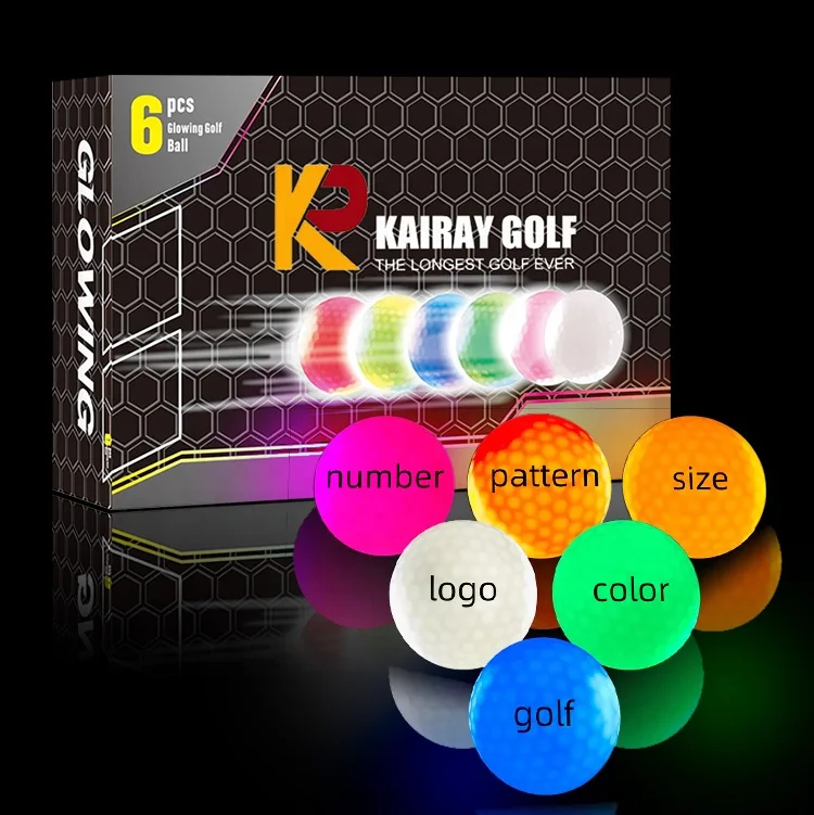 Colorful Custom Logo  Led Golf Balls for Night Training