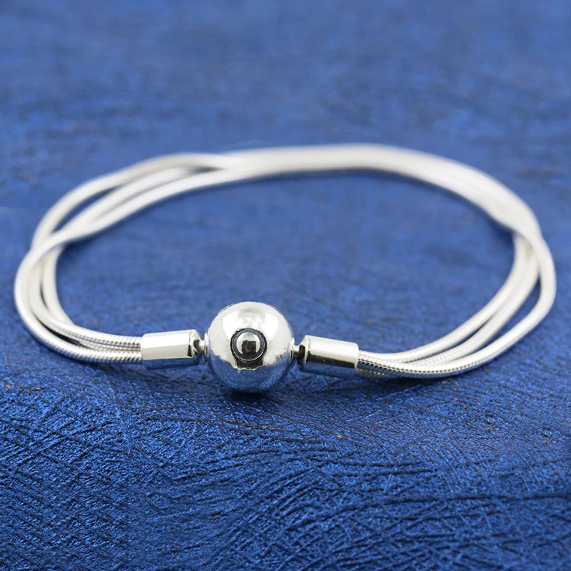 
Jewelry Factory 100% 925 Sterling Silver Rose gold multiple snake bone chain Fit Original Pandora Bracelet 