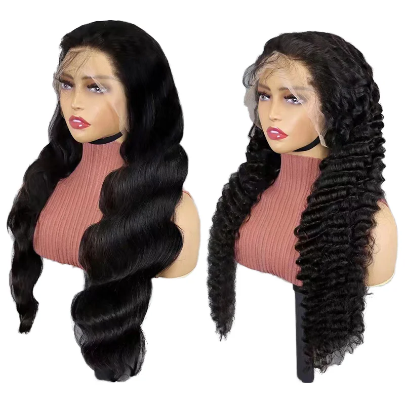 Парик из бразильских волос Remy длинные и короткие волнистые волосы со светло-коричневым кружевом прямые натурального цвета