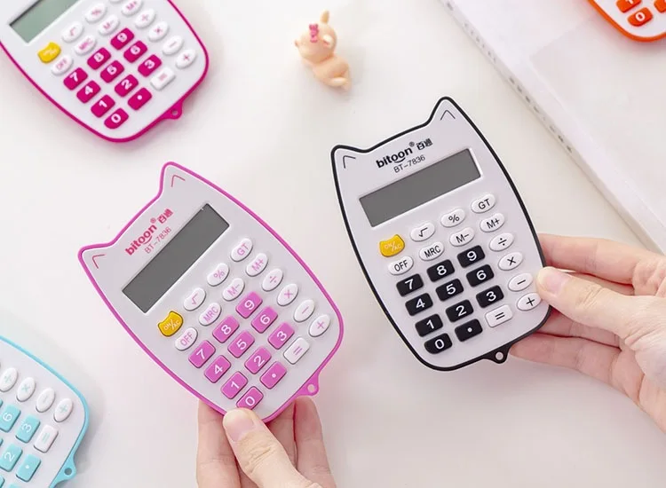 New Arrivals Cute Cat Calculator 12 Digits Students Pink Calculator Mini Scientific Calculator Stationery School Supplie