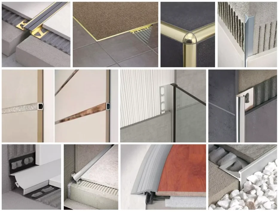 Wall Diamond Curved Accessories Marble Decorative Aluminum Edge Protection Ceramic Square Type White Tile Trims Metal Industrial