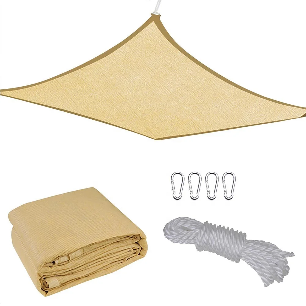 UV block sunshade for outdoor square beige sun shade sail