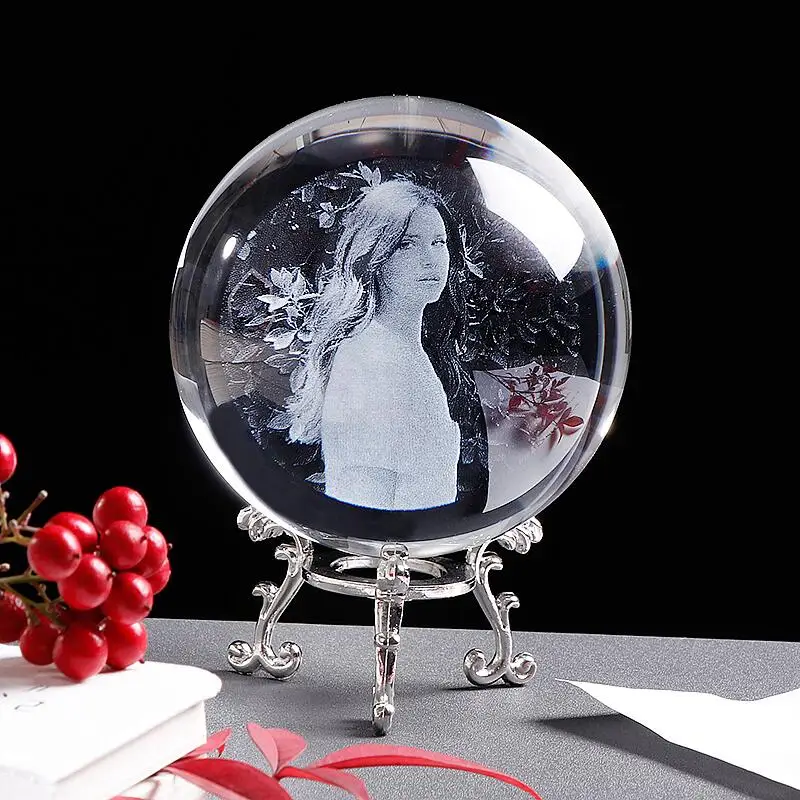 High quality transparency 3D  Laser Engraved Glass Globe k9 Crystal glass crystal ball for home decoration gifts