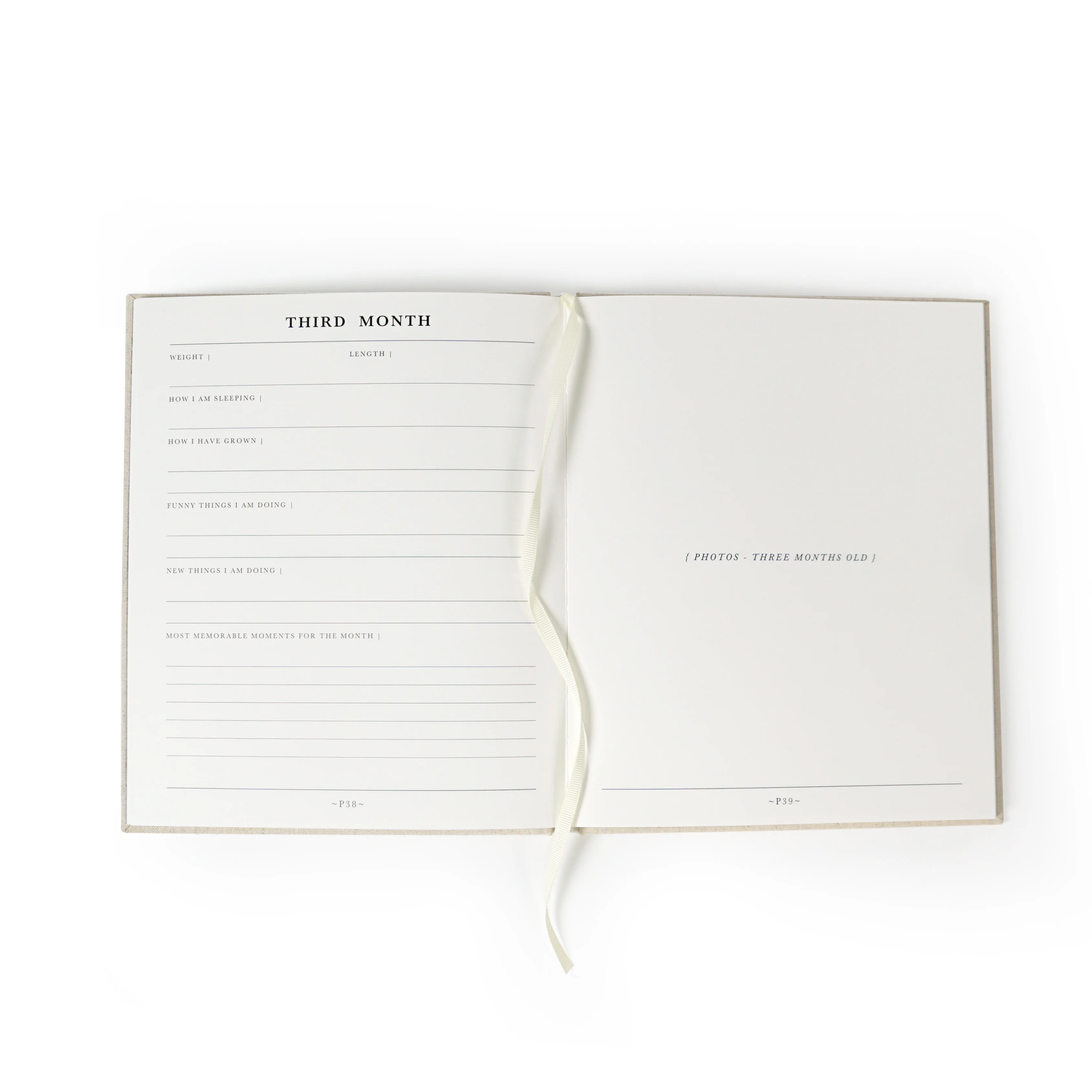 2024 New Products Linen Cover Hot Stamping Notebook Diary Hardcover Baby Journals My First Year Memory Baby Book With Ribbon