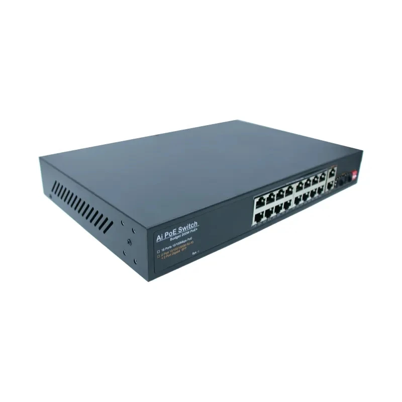 Factory Ai 16 Port Poe Network Switch For Nvr Ip Camera 16*10/100mbps Poe Port+2*10/100/1000mbps Up-link Port+1*Sfp