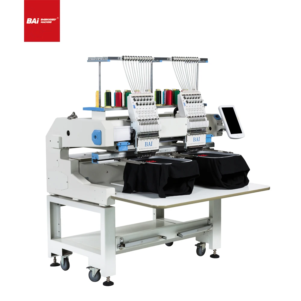 
The most popular well-known high-speed 2 head 12-needle multifunctional computerized embroidery machine 