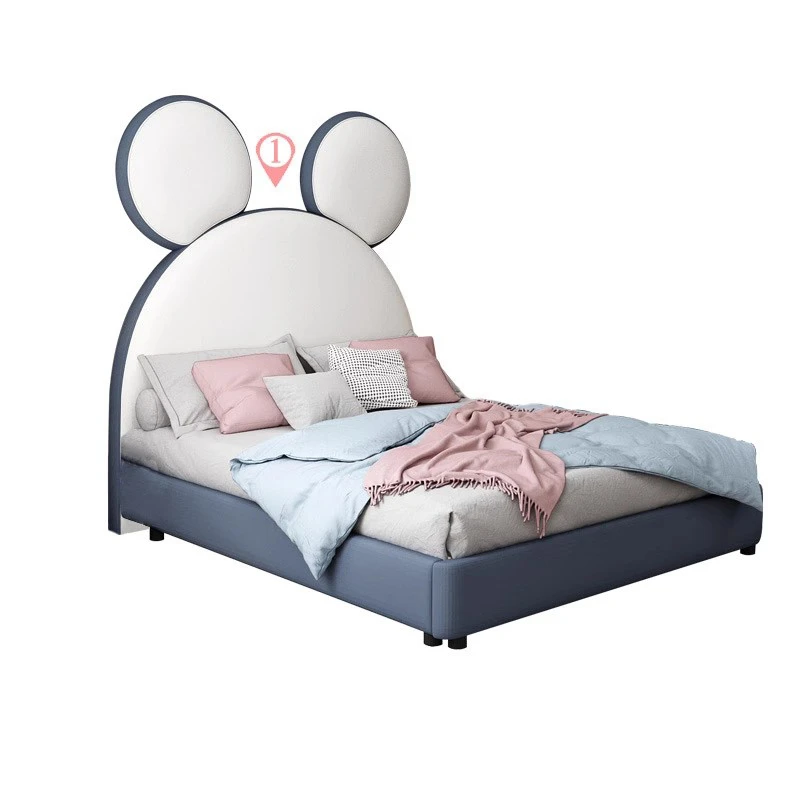 Manufacturer Customized girl bedroom sleeping bed cute home children use king size modern kids furniture leather beds