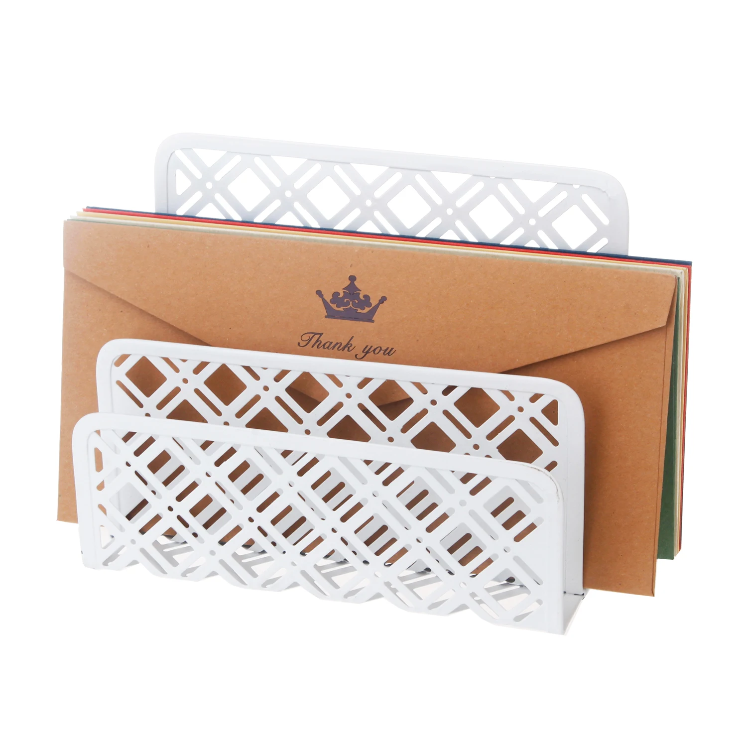 White 5 Pieces Metal Mesh Office Desktop Accessories with Pen Holder Storage Holder Office Supply Desk Organizer Stationery Set