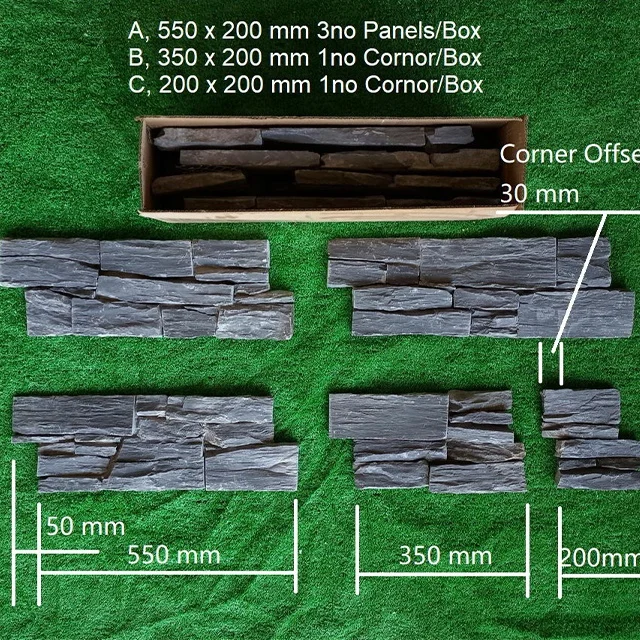 Exterior Stone Cladding Quartzite Dry Stacked Stone Black Slate Z Panels Natural Stacked Stone