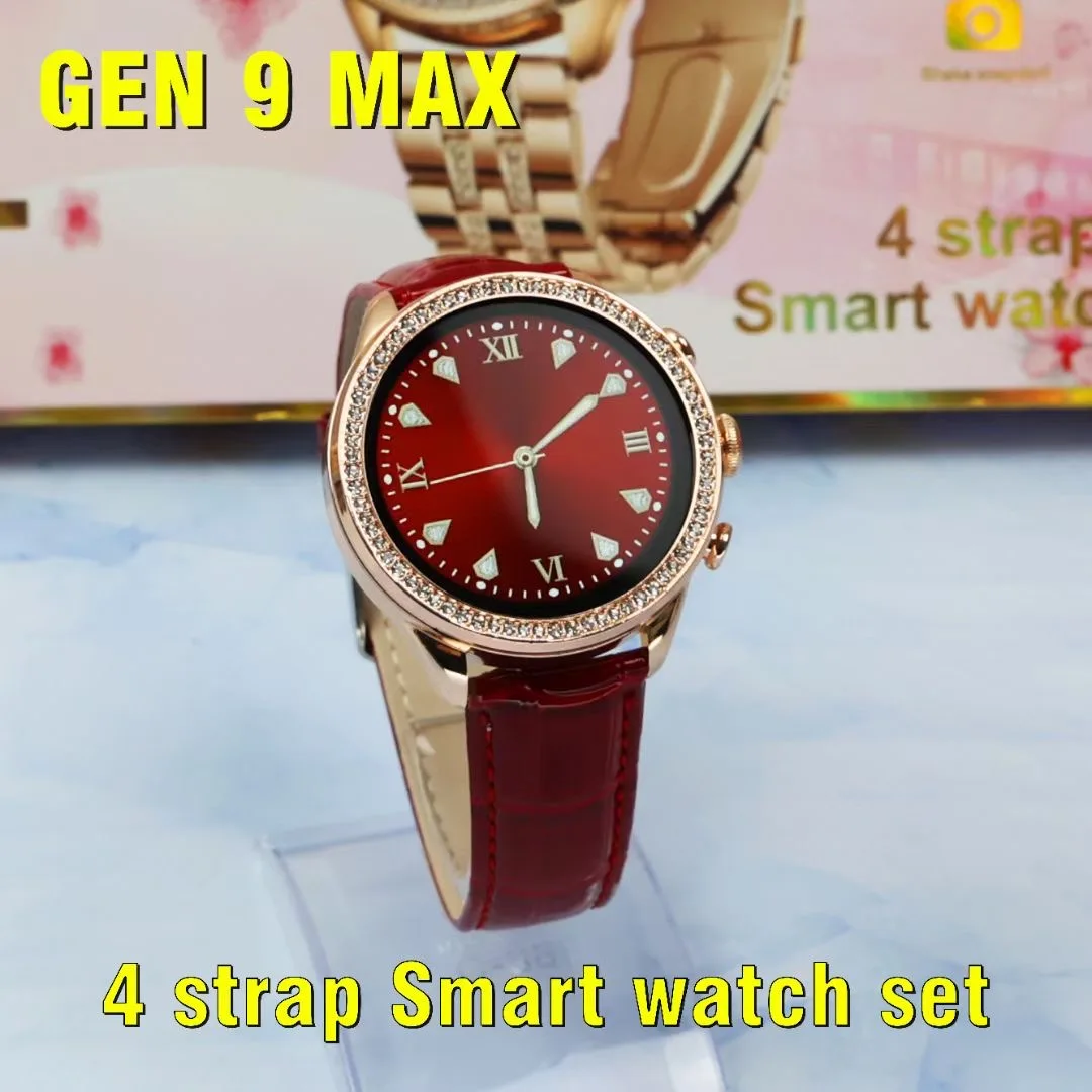 Hot gen9max women smart watch strap set round girls gift package watch+4 colorful straps gen9 gen 9 max smartwatch with 4belt