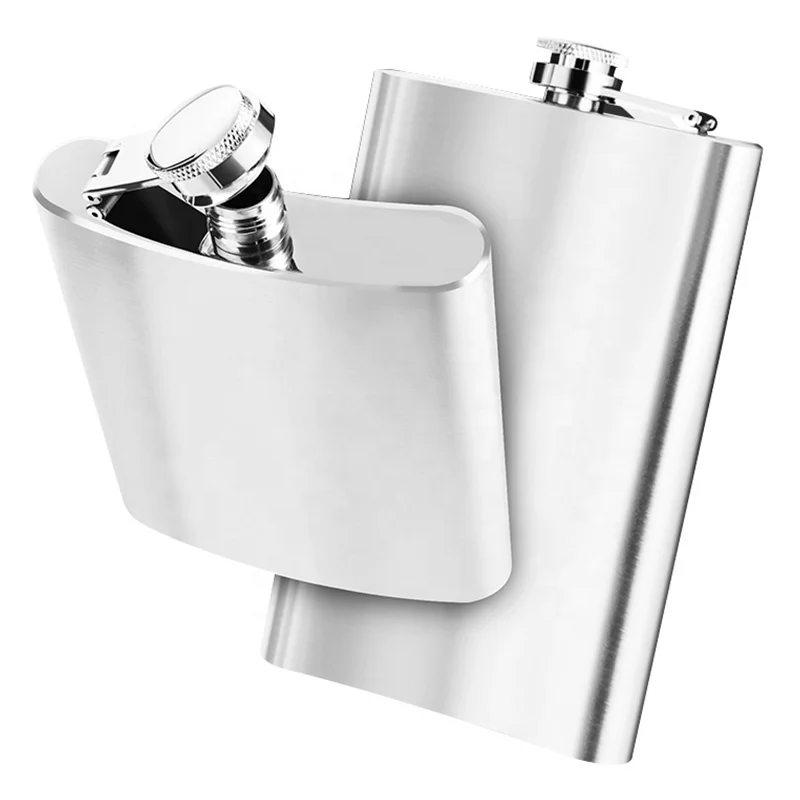 Wholesale personalised 6oz metal stainless steel whisky hip flask mini pocket leather whiskey flask gift set alcohol flask