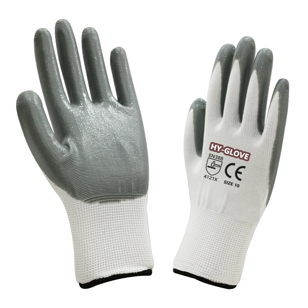 Wholesale Nitrile Coat Grip Cleaning Glove Gardening Glove Smooth Nitrile Waterproof Oil Resistant Repair Gloves