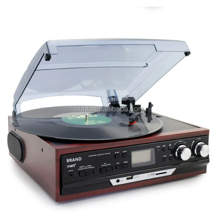 Vinyl turntable phonograph player stereo cassette tape player