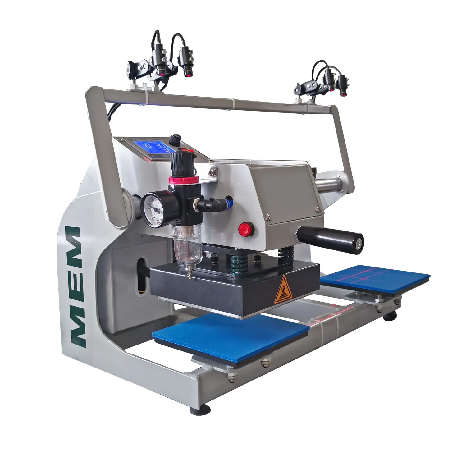 TQ1515 CE approved laser locator pneumatic heat press machine for clothes printing 15 cm x 15 cm