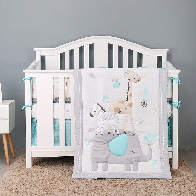 2022 Wholesale Crib Baby Animals Comforter Set Bedding
